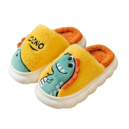 

Fsqjgq Girls Slippers Size 1 Fashion Autumn and Winter Children Slippers Boys and Girls Flat Bottom Non Slip Solid Color Slip On Plush Warm Cartoon Dinosaur Patterns Teenager Sandals for Girls A 230