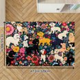 thumbnail image 2 of Colorful Dogs And Flowers Pattern Soft Small Velvet Area Rugs Non Slip Indoor Floor Carpet for Living Room Bedroom Decor, 2 of 5