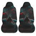 thumbnail image 2 of XMXT 2Pcs Car Seat Cover Decor Protector, Mystery Skull Floral Print Front Seat Covers for Cars SUVs, Universal Fit, 2 of 9