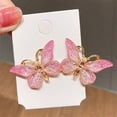 thumbnail image 3 of Teens Female Butterfly Hairpin, Hair Clips Flat Duck Mouth Slip Hairdressing Hair Accessories for Wedding Short Hair Styling - Pink, 3 of 8