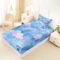 thumbnail image 2 of Manfei Cute Kitten Paw Twin Fitted Sheet, Dreamy Cloud Galaxy Bedding, Blue Purple, 2 Pieces, 1 Fitted Sheet and 1 Pillowcase, 2 of 6