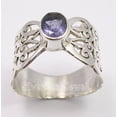 thumbnail image 2 of 925 Sterling Silver Cut Iolite Handcrafted Celtic Ring Size 7.5 Made In India, 2 of 3