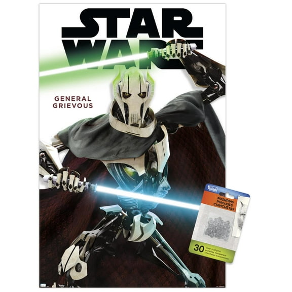Star Wars: Saga - General Grievous Feature Series Wall Poster with Push Pins, 14.725" x 22.375"