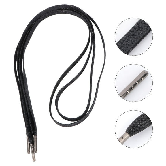Soimiss 1 Pair Sneakers Shoe Tie Plastic Black Flat Shoelaces for Jogging