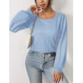 thumbnail image 3 of Zeagoo Womens Sweater 2025 Casual Cute Lightweight Puff Sleeve Cozy Crochet Knit Pullover Tops Blouse, 3 of 10