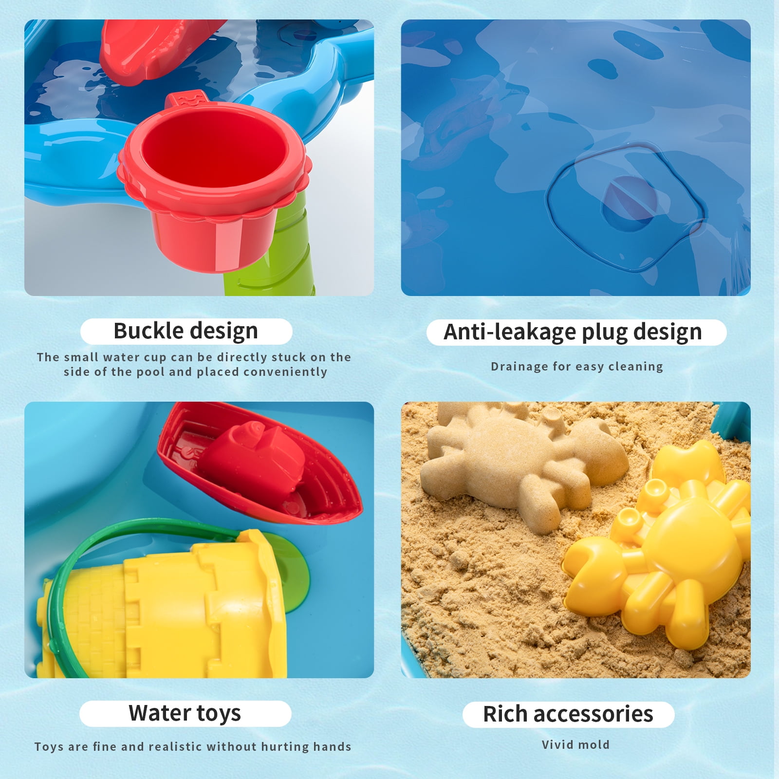 ConeWhale Kids Multi-Activity Sand Water Table Play Set with Stool, Sensory, Plastic, for Toddler Boys Girls