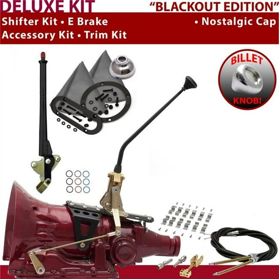 American Shifter TH350 Shifter Kit Black 12 in. E Brake Cable Clamp Trim Kit for F15AE