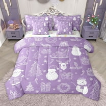 Manfei Xmas Tree Snowman 7pcs Bedding Comforter Set for Teens Female Men,Santa Claus Deer Queen Bedding Sets Super Cozy,Merry Christmas Queen Sheet Sets,Luxury Bedroom Decor,Reversible