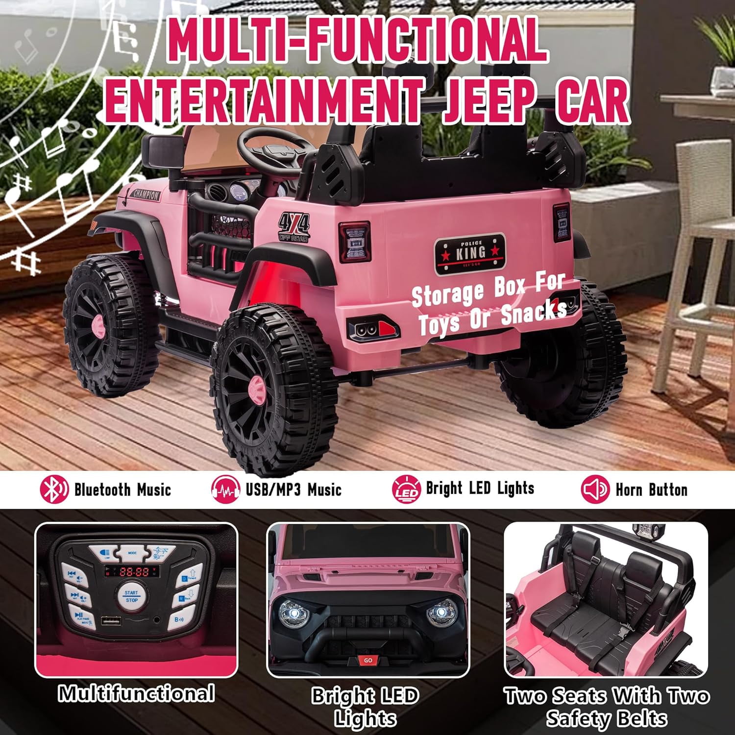 TXT-MATRIX 24V 2-Seater Ride On Jeep - Parent Remote, Dual 400W Motors, Bluetooth & LED, 4 Wheels Suspension