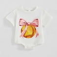 thumbnail image 2 of TOOYOU Baby Girl Bodysuits Bow Basketball Rompers Summer Casual Short Sleeve Embroidery Girl Clothes Comfort Playwear Size 9-12 Months White, 2 of 8