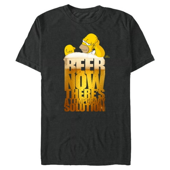 The Simpsons Homer Simpson Beer There’s a Temporary Solution - Short Sleeve Blended T-Shirt for Adults - Customized-Dark Heather