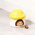 thumbnail image 6 of EHJRE Ceramic Hamster House Guinea Pig Hideout Sturdy Cute Mushroom Shaped Hamster Hide Bed for Hedgehog Rats Chipmunk Accessories Yellow, 6 of 8