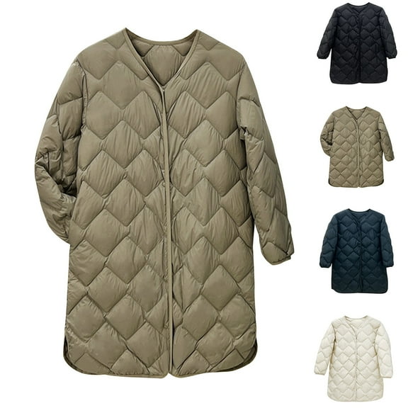 YOIAVAIOY Women Lightweight Quilted Jackets Long Sleeve Button Down Diamond Puffer Jacket Warm Winter Outerwear Coats Black XL