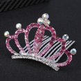 thumbnail image 2 of Crystal Hair Crown Comb Attractive Tiara Headdress Hair Accessory for kids Children Girls (Pink), 2 of 3