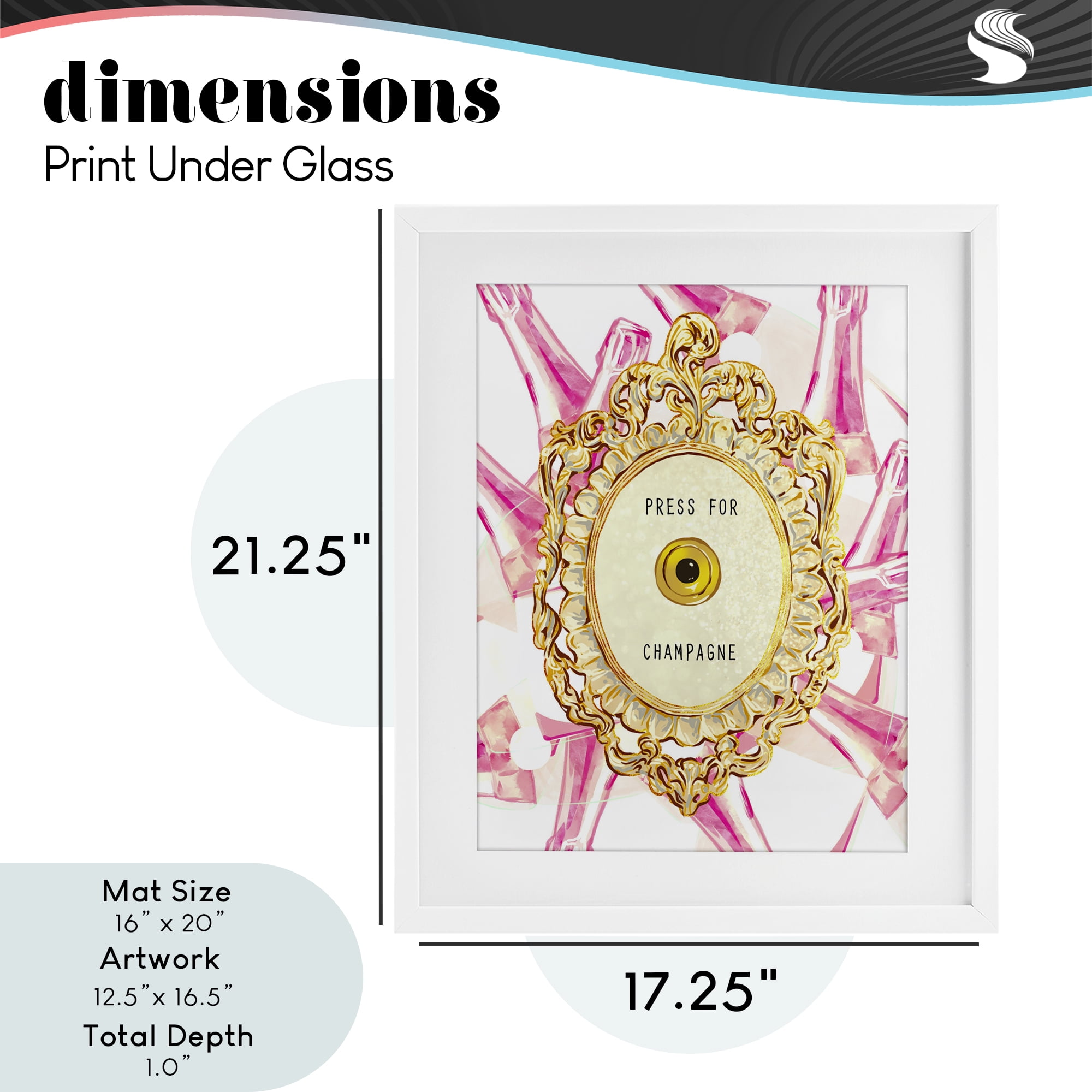 Champagne Doorbell with Pattern White Framed Print Under Glass, design by Ziwei Li