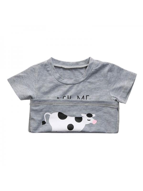 Summer Kids Children Baby Boys Cow Inside Soft Tops Casual T-Shirt Clothes CC