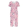 thumbnail image 6 of SwiftWear Relaxed Pajams Set 2 Piece V-neck Top with Floral Prints, 7Inch Mid-Calf Capris (Elastic Waist & Pockets) - Stylish & Comfy Sleepwear, 6 of 6