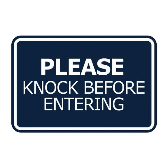 Signs ByLITA Classic Framed Please Knock Before Entering Sign (Navy Blue / White) - Large