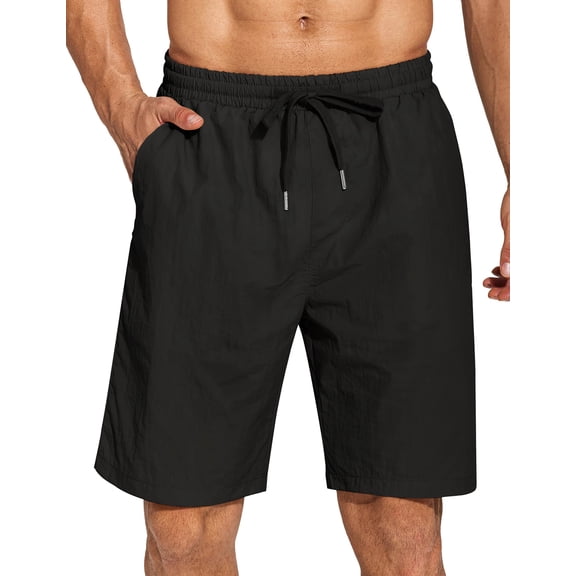 COOFANDY Men's Casual Elastic Waist Shorts Drawstring Flat Front Lightweight Summer Beach Golf Shorts