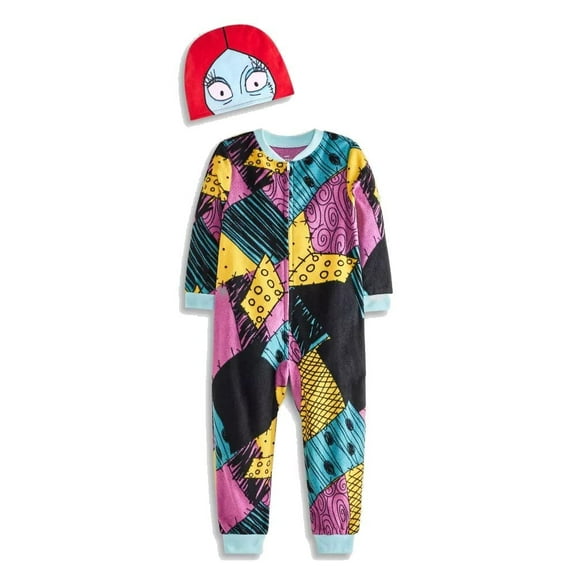 Infant & Toddler Girls Nightmare Before Christmas Union Suit & Hat Pajamas 3T
