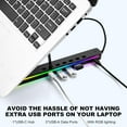 thumbnail image 2 of Laptop Stand with USB、Type C and RGB Lights Aluminum Adjustable Foldable Laptop Stand for Desk Ergonomic Portable Laptop Riser Holder Compatible with Laptops and iPad . Si, 2 of 7