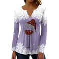 thumbnail image 2 of Patlollav Christmas Blouses,Womens Fashionable V-Neck Long Sleeve Button Tops, 2 of 7