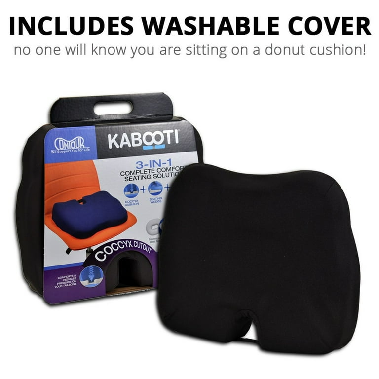 Contour Kabooti 3-in-1 Pressure Relief Seat Cushion, Black Cover