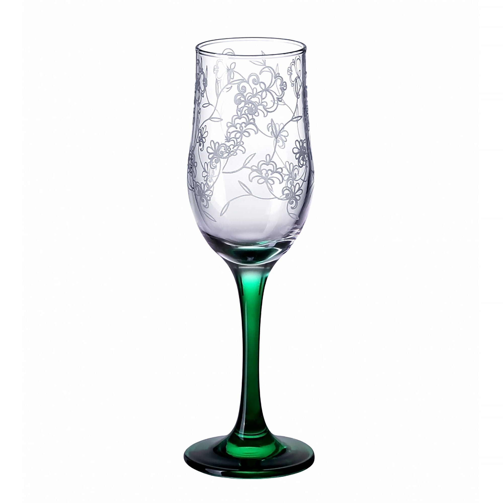 STP GOODS Рrimavera Wine Glass Set of 6 pcs 6.8 fl oz (200 ml) Floral Bar Glasses for Red and White Wine Glass Wine Goblets with Multicolored Stems Champagne Flutes, Clear