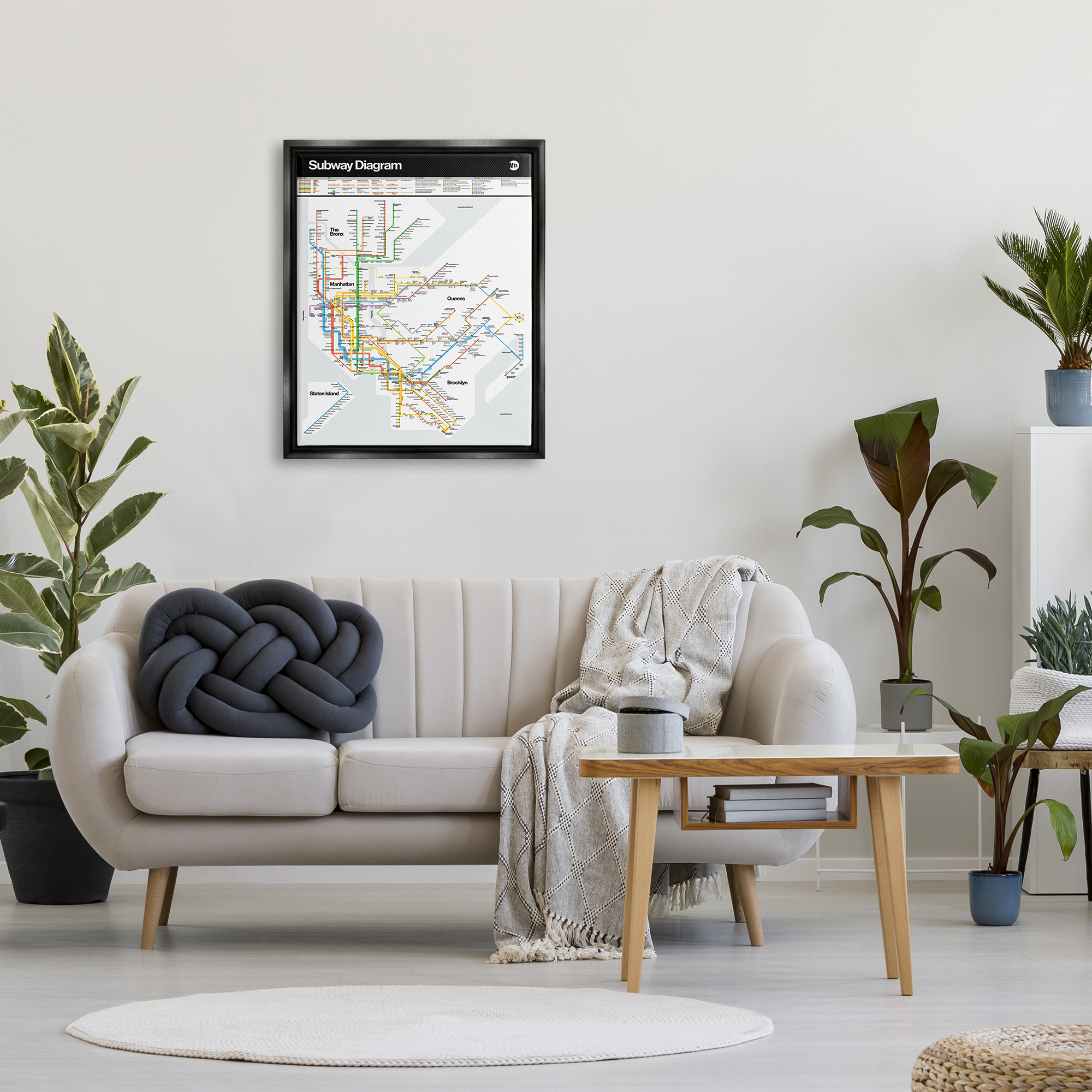 Stupell Industries New York City Urban Subway Diagram Chart Graphic Art Jet Black Floating Framed Canvas Print Wall Art, Design by JG Studios
