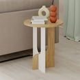 thumbnail image 4 of JV Home Luna Table d'Appoint Ronde Étroite Moderne avec Rangement Table Basse Décorative Étroite de Nuit / Petite Table de Nuit pour Salon Chambre 15,8 Pouces (Chêne - Blanc), 4 of 7