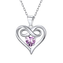 U7 Infinity Heart Necklace for Women 925 Sterling Silver June Alexandrite Crystal Birthstone Forever Love Pendant Jewelry Birthday Mothers Day Gift for Wife Mom