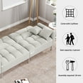 thumbnail image 5 of Convertible Futon Sofa Bed, 74.8" Adjustable Fabric Couch Sleeper, Linen Upholstered Modern Recliner Reversible Loveseat Folding Daybed Guest Bed for Living Room, 2 Pillows, Metal Legs, White, 5 of 9