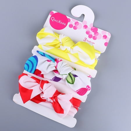 

3Pcs Kids Floral Headband Girls Baby Elastic Bowknot Accessories Hairband Set