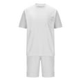 thumbnail image 4 of Dagegui Summer Outfit Sets for Men Waffle Crewneck T-Shirts and Short Pants Set Casual Beach Outdoor Outfits Solid Sweatsuits White 3XL, 4 of 5
