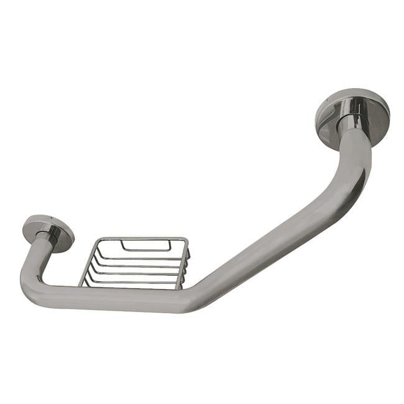 Kingston Brass GBS141012CS8 10 x 12 in. Meridian Angled Grab Bar with Soap Holder Brushed Nickel