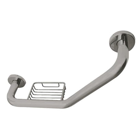 Kingston Brass GBS141012CS8 10 x 12 in. Meridian Angled Grab Bar with Soap Holder Brushed Nickel
