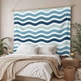 thumbnail image 3 of Teal Blue Stripes Ombre Tapestry for Bedroom Wall Hanging Tapestry, Gradient White Geometric Ocean Wave Ceiling Backdrop Tapestries Poster Blanket Wall Decor for Teens Room Living Room Dorm 55" x 73", 3 of 8