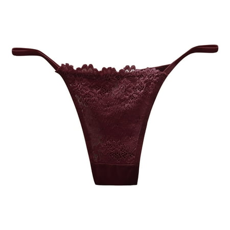 Yuhangmm Women s Panties Womens Sexy Lace Transparent Thong Womens Low Waist Hot Thin Seamless Crotch Thin Strap Panties Eatable Panties