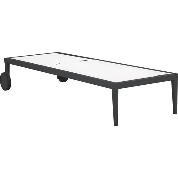 Afuera Living Contemporary Fabric Patio Mesh Chaise Lounge Chair in White