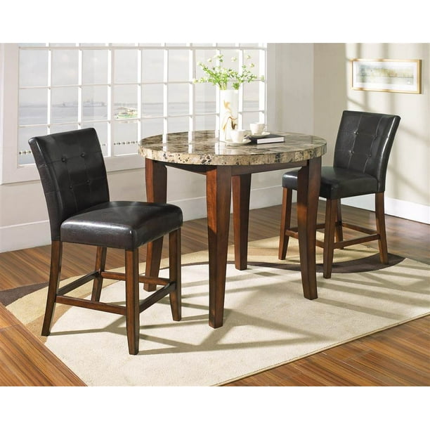 Montibello Round Counter Height Set W Marble Top 2 Chairs Com Montibello Round Counter Height Set W, Steve Silver Montibello Marble Top Counter Height Storage Dining Table