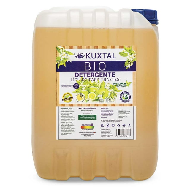 Detergente Líquido Para Trastes 10 Litros KUXTAL Biodegradable, Libre de Tóxicos.