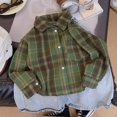 thumbnail image 6 of Long Sleeved Plaid Shirt Boy'S Color Block Cardigan Lapel Top,Plaid Lapel Shirt 5-6Years, 6 of 6