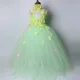 thumbnail image 5 of Vestido de tutú verde claro para niña con flores, vestido de fiesta de cumpleaños para boda para niña, vestido de baile para niña, vestido de princesa de hadas con flores de tul, 5 of 5