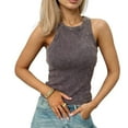 thumbnail image 2 of Retro Style Tank Sleeveless Streetwear Cut Out Tie Dye Clothes Summer Outwear Coffee Color L, 2 of 7