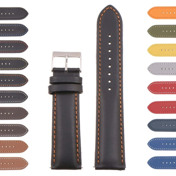StrapsCo Bracelet de Montre en Cuir pour Hommes Classique - Bracelet à Dégagement Rapide - 16mm 18mm 20mm 22mm 24mm