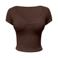thumbnail image 5 of NJGRAE Spring Tops for Women Women Blouses Women's Top Slim T Shirt V Neck Top with Short Sleeves Solid Color Shirt T Shirt Women’S Loose Fit T-Shirts Xl, 5 of 6