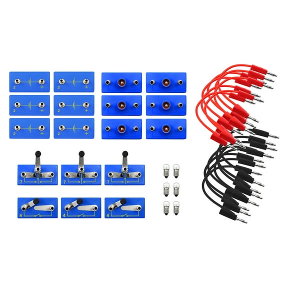 Primary Basic Electricity Kit - Includes Connecting Leads, Bulb & Cell Holders, Press & Two-Way Switches & Activity Guide - Materials for 6 Students - Eisco Labs