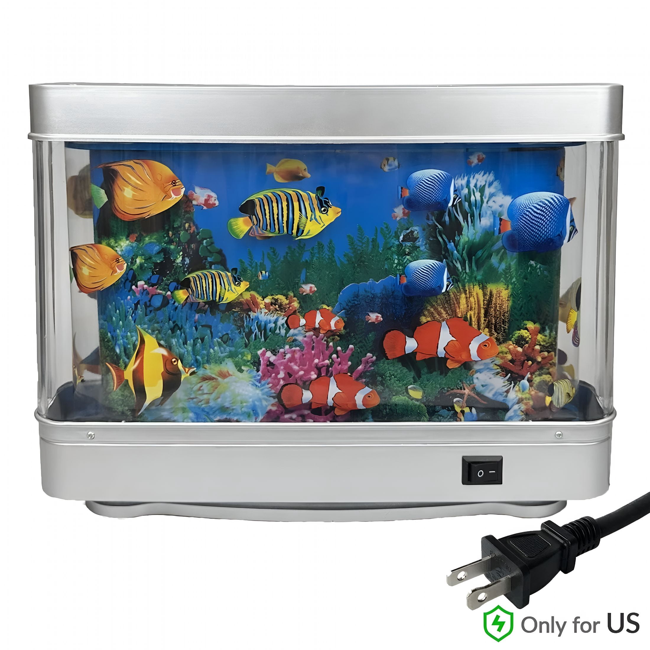 HIBIBUD Fake Fish Tank Mini Aquarium, Artificial Tropical Fish Decorative Lamp, Fish Lamp Aquarium Aquarium Lights Motion Lamp Night Light with Moving Fish (Us Plug)