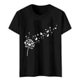 thumbnail image 3 of Alun Floral Printing T-Shirts for Women Summer Trendy Crew Neck Short Sleeves Graphic Tee Casual Relaxed Fit Soft Comfortable Daily Tops Black M, 3 of 3