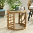 thumbnail image 2 of Noble House Caspian Indoor Modern Boho Wicker Side Table with Tempered Glass Top, Light Brown, 2 of 8